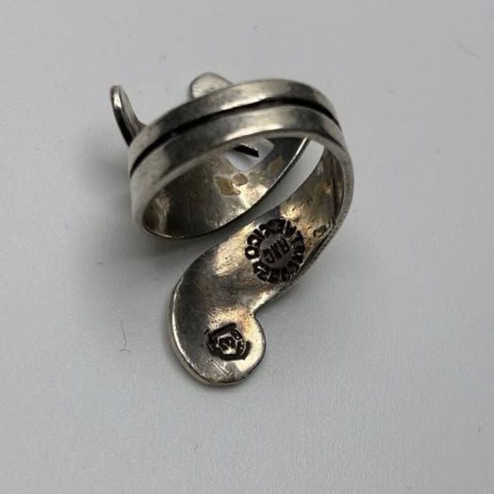 Taxco Mexico Sterling Silver Dragonhead Wrap Around Ring Signed Size 7 - Picture 2 of 4